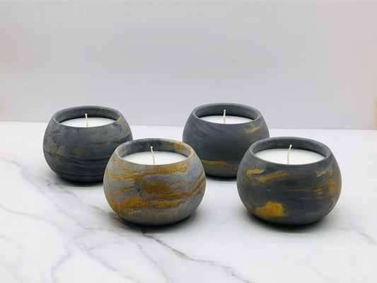 Charcoal & Gold Ceda-Serica Candle in Concrete Bowl 11oz