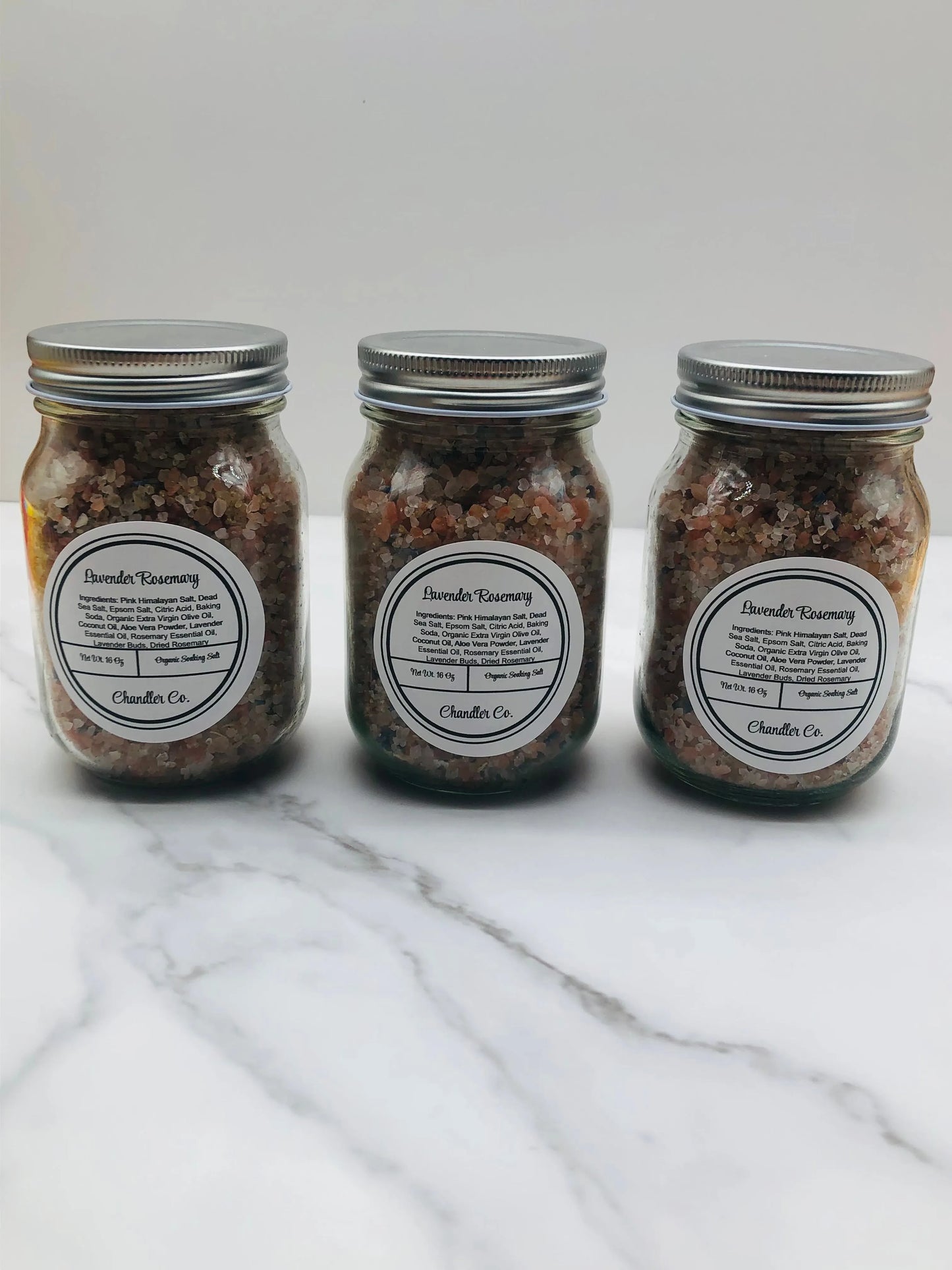 16 oz Lavender Rosemary Mason Jar Soaking Salt