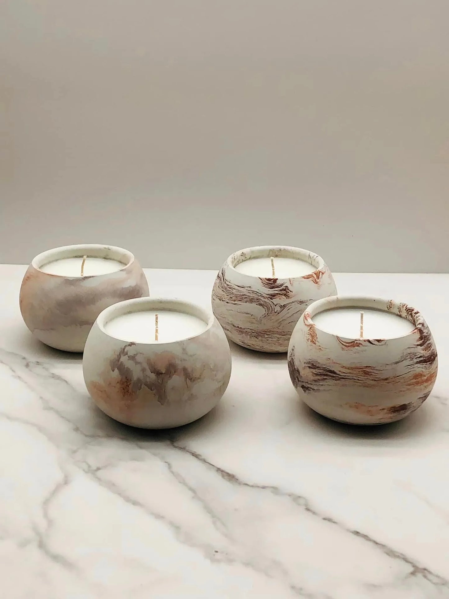 Rose Gold & Cream Ceda-Serica Candle in Concrete Bowl 11 oz