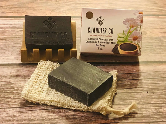Activated Charcoal with Aloe & Chamomile Goat Milk Bar Soap - chandlercostore
